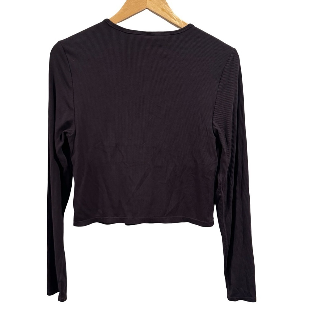 Yogalicious Brown Long sleeve ribbed Crop Top Size XL